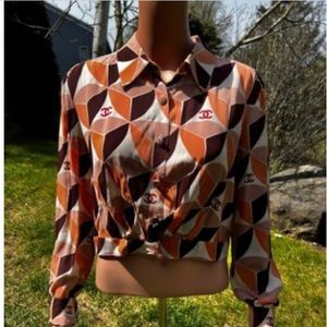 Chanel Geometric Design Crop Top